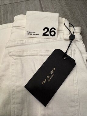 rag & bone White High-Rise Ankle Skinny Jeans